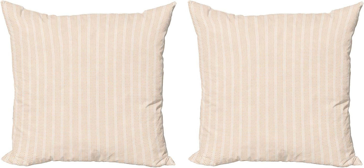 Ambesonne Geometric Decorative Throw Pillow Case Pack of 2, Abstract Vertical Waves with Dots in Pastel Colors Repeating Design, Couch Bedroom Living Room Cushion Cover, 24", Peach Pale Peach White