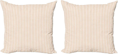 Ambesonne Geometric Decorative Throw Pillow Case Pack of 2, Abstract Vertical Waves with Dots in Pastel Colors Repeating Design, Couch Bedroom Living Room Cushion Cover, 24", Peach Pale Peach White
