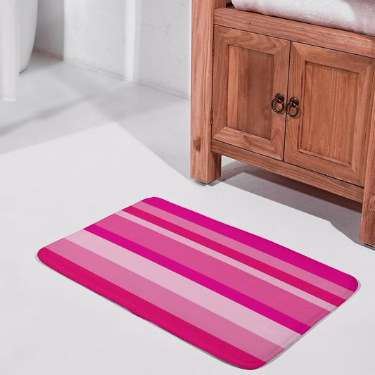 Pink Horizontal Stripes Bathroom Rug, Non Slip & Soft Absorbent Bath Mat Carpets for Bathroom 16" x 24"