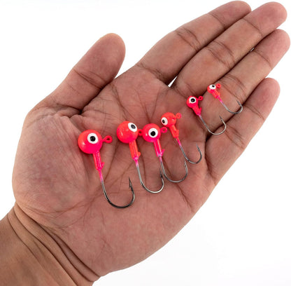 Dr.Fish 20 Pack Fishing Jig Heads, Crappie Jig Round Ball Head Freshwater Fishing Hooks Bass Trout Panfish Walleye Bluegill Saltwater