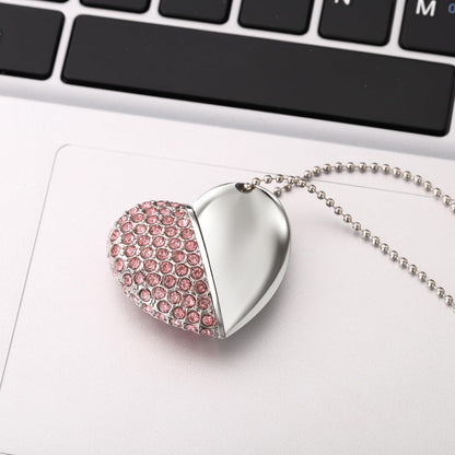 USB 2.0 Flash Drive,Cute Romantic Heart Shape USB Memory Stick,Thumb Drive for Photos, Music, Files Storage (Pink, 32, GB)