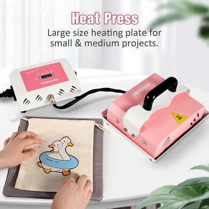 BetterSub 2in1 Combo Mini Portable Hat Press Heat Press Machine (Pink)