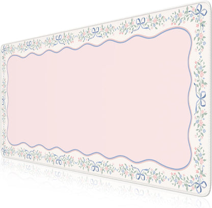 iCasso Pink Desk Mat,Cute Desk Pad for Keyboard and Mouse,Anti-Slip Large Gaming Mousepad XXL,Soft Lycra Surface Computer Mat Women,Girly Keyboard Pad for Home Office