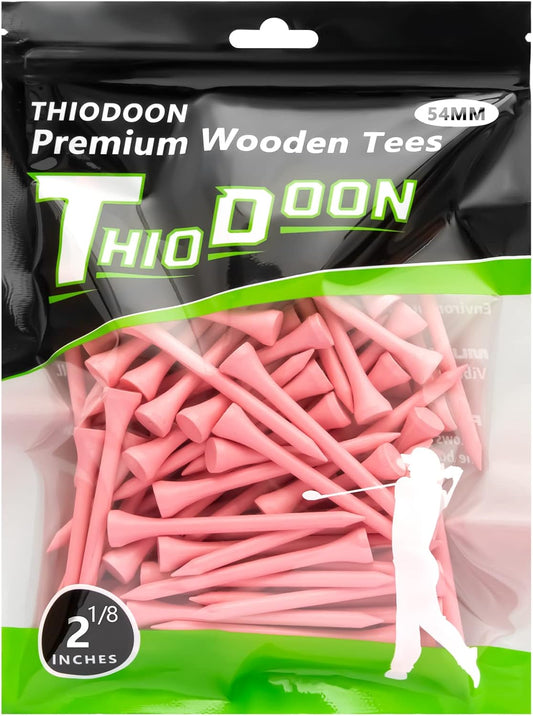 THIODOON Golf Tees Professional Natural Wood Golf Tees Pack of 100, Golfing Tees Multiple Colors Size 3-1/4 inch, 2-3/4 inch or 2-1/8 inch, Tall Golf Tees Bulk Reduce Side Spin and Friction