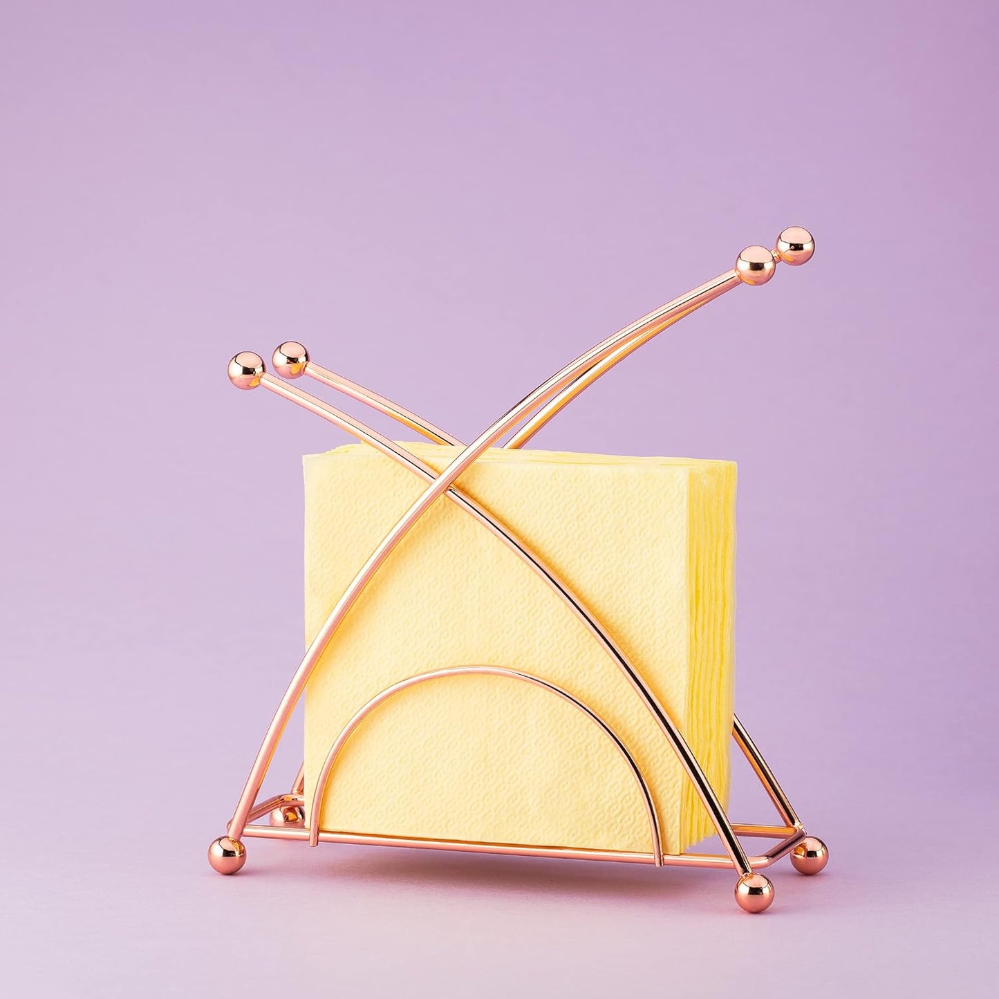 Stainless steel napkin holder, weighted napkin dispenser, countertop napkin organizer, paper napkins holder, kitchen essentials, no-flip napkin stand, Rose Gold
