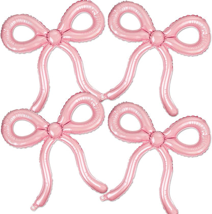 4 Pcs Pink Bow Balloons Bow Birthday Decorations for Girls Women Bow Theme Valentines Day Party Decorations for Bridal Shower Baby Shower Engagement Bachelorette Party Decorations 26 x 24 Inch