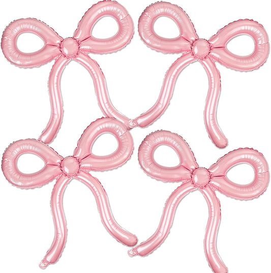 4 Pcs Pink Bow Balloons Bow Birthday Decorations for Girls Women Bow Theme Valentines Day Party Decorations for Bridal Shower Baby Shower Engagement Bachelorette Party Decorations 26 x 24 Inch