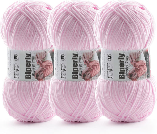 Skinny Chenille Yarn for Crocheting and Knitting - 3 Pack of 100g/317yds Ultra Soft Fluffy Plush Velvet Yarn - #2 Crochet Yarn for Amigurumi, Blankets, Plush Dolls, Baby Clothes (3, Light Pink)