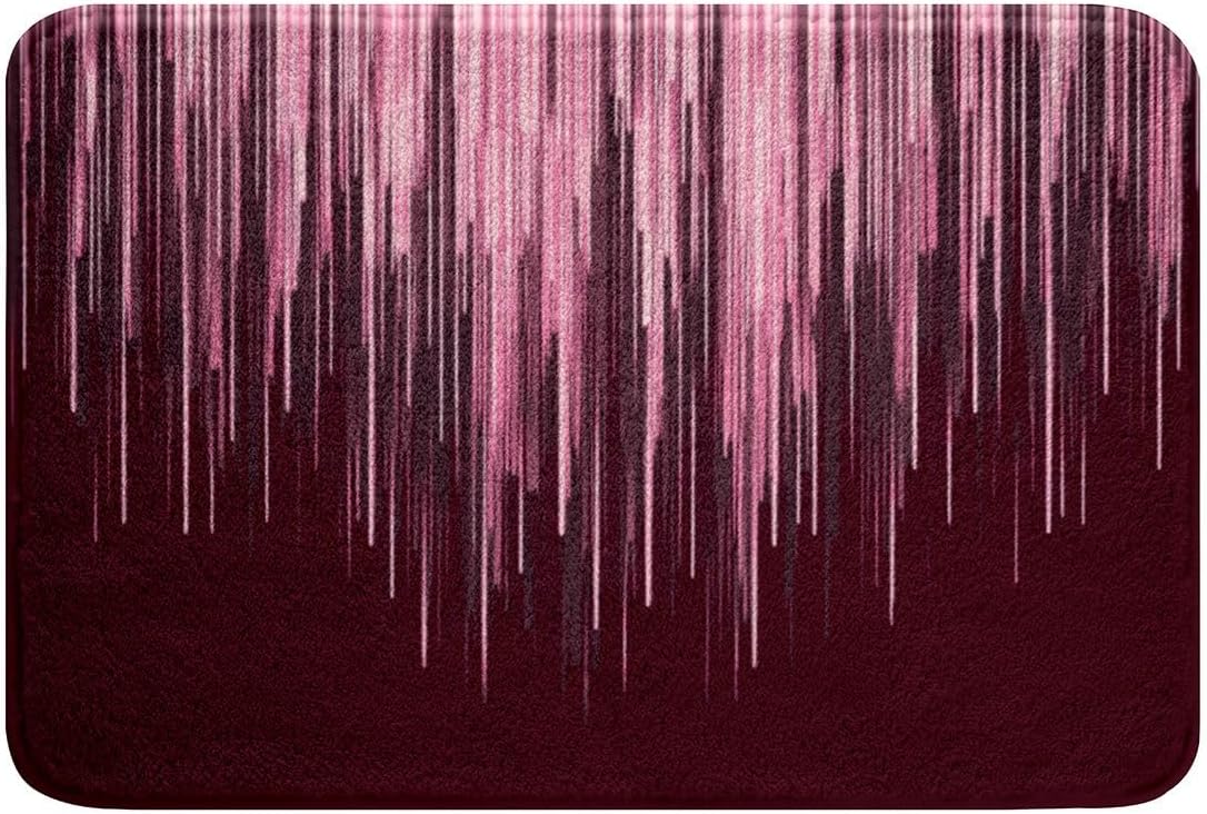 Feelyou Pink Stripes Bathroom Rugs Geometric Ombre Abstract Bath Mats Microfiber Modern Striped Art Bathroom Accessories Luxury Floor Doormats Non-Slip 20"x32" Soft