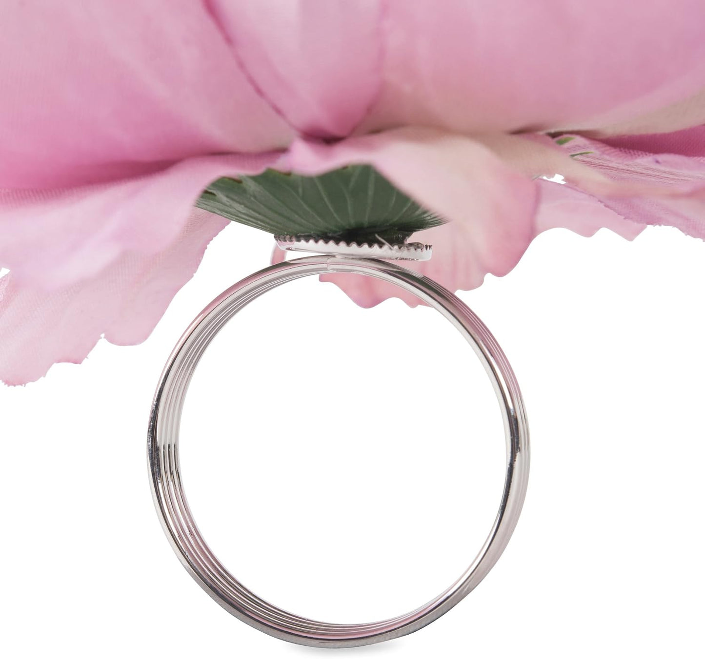 DII Beautiful Peony Flower Napkin Rings Pink, 4 Piece