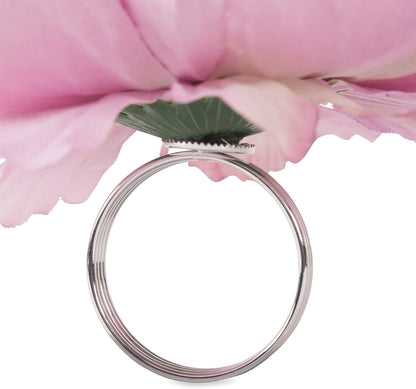 DII Beautiful Peony Flower Napkin Rings Pink, 4 Piece