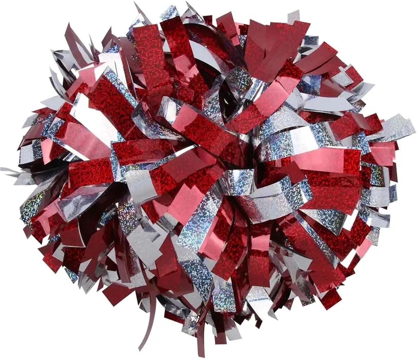 1piece,Cheerleader Baton Handle Pom Pom Metallic Black, Metallic Silver, Mixed Red for Cheering Party