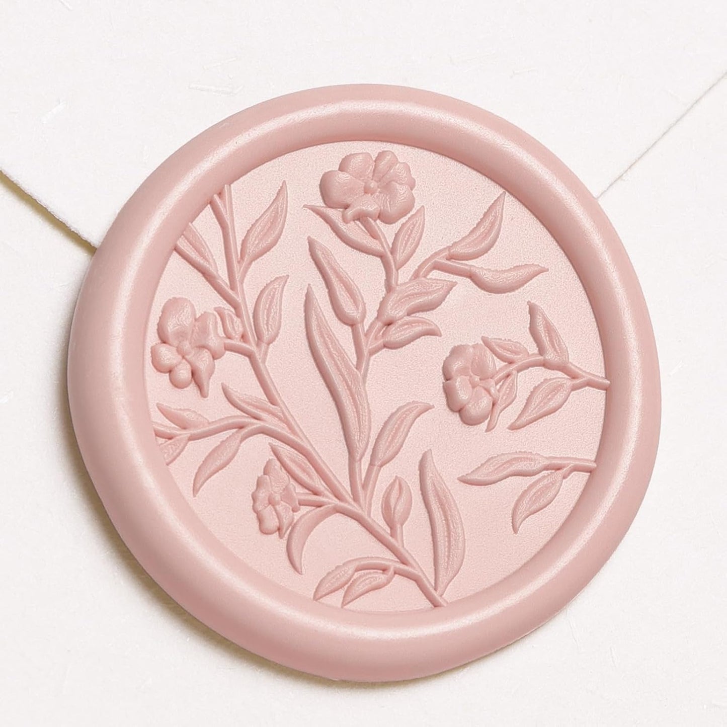 UNIQOOO Wax Seal Stickers - 3D Floral Wedding Invitation Envelope Seal Sticker, 50 Pcs Self- Adhesive Flower Blush Pink Stickers, Perfect for Invitation, Christmas, Gift Wrapping