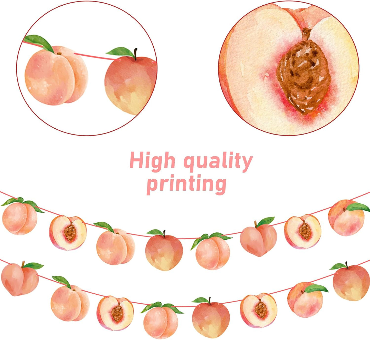 2PCS Pink Peach Cutout Banners Sweet As a Peach Party Decorations Fruit Birthday Party Decorations for Girl Fruit Themed Baby Shower Wedding Supplies
