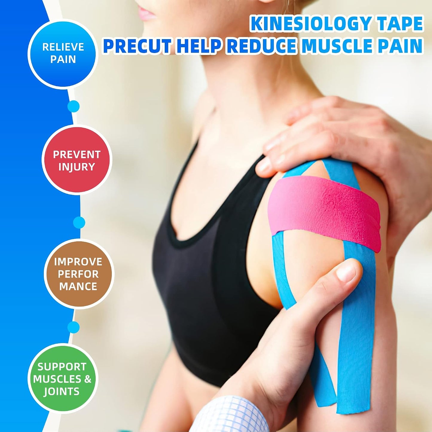K Tape Precut Strips (40 Count, 10") | Latex-Free Kinesiology Tape for Sports | Athletic Tape Ideal for Knee, Shoulder, and Elbow Support (Pink, 5CM X 5M)