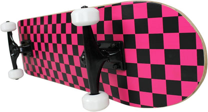 Krown Rookie Checker Skateboard - Pro Style Quality - Maple 7-Ply Deck, Aluminum Trucks, Urethane Wheels, Precision Bearings - The Perfect Beginners First Board