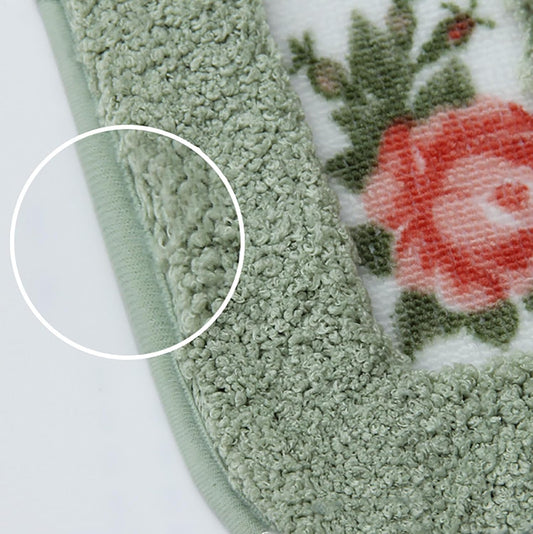 U Shaped Toilet Contour Rugs Non Slip TPR Backing Rug Superfine Fiber Thick Soft Microfiber Water Absorbent Rubber Back Mat for Bathroom Toilet Floral Decor Rug (Pink Shape A)