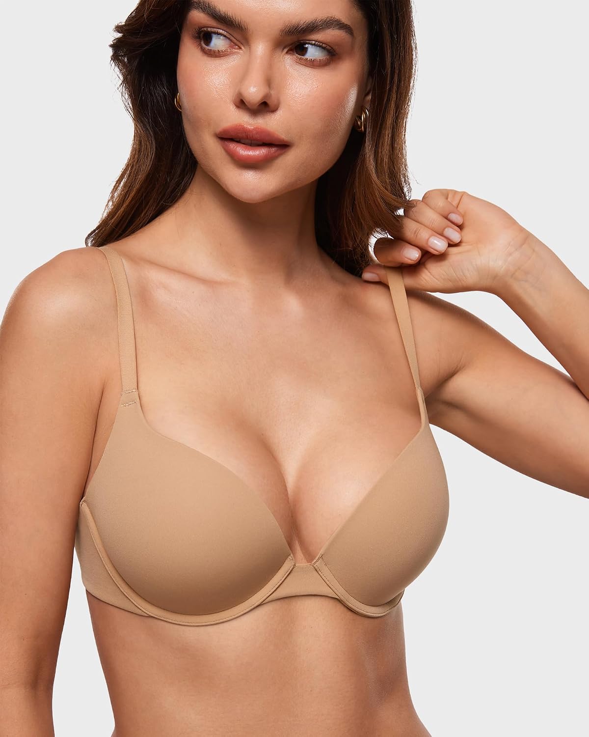 INLYRIC Women's Push Up Bra Tshirt Demi Supportive Bras Underwire Plunge Padded Comfortable Inbarely Plus Collection
