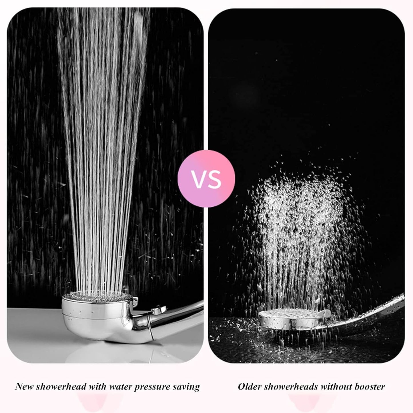 Shower Head, High Pressure Rainfall Shower Head with Stop Button, 3-Mode Adjustable Water Saving Shower Trim Kit