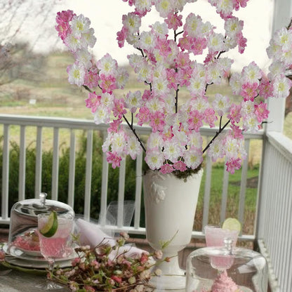 2 Pcs Artificial Cherry Blossom Flowers Branches Pink Faux Cherry Blossom Long Stem 41" Silk Cherry Blossom Tree Tall Fake Flower Arrangement for Home Wedding Centerpieces Spring Indoor Decor
