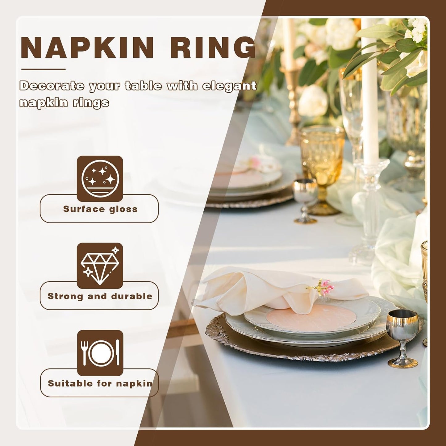 Lily Napkin Rings Set of 4, Flower Napkin Holders Floral Napkin Ring Perfect for Wedding Party Holiday Banquet Christmas Dinner Decor (Pink)
