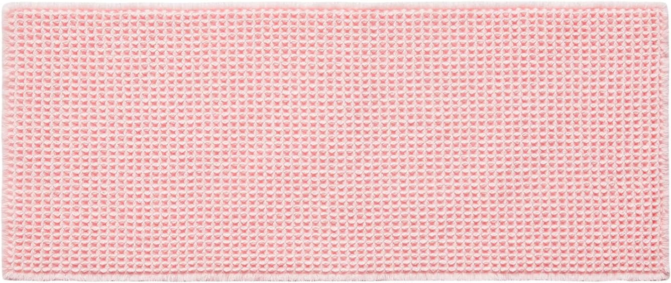 Triohero Waffle Runner Bath Mat - Long Bathroom Rugs Non Slip Washable, Ultra Soft Super Absorbent Quick Dry Boho Farmhouse Bathroom Decor, 24" x 72", Light Peachy Pink
