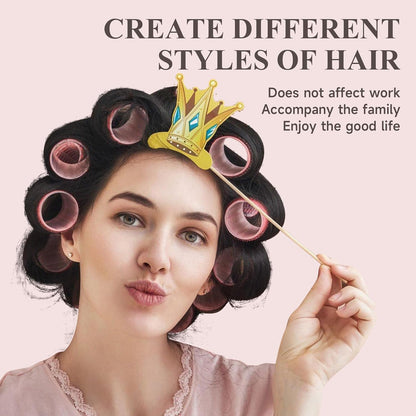 26 Pcs Ceramic Thermal Hair Rollers Set,Hair Curlers for Blowout Look Long Medium Short Hair,Jumbo Self Grip Hair Rollers with Clips for Women(18 Rollers + 8 Stainless Steel Clips,Pink)