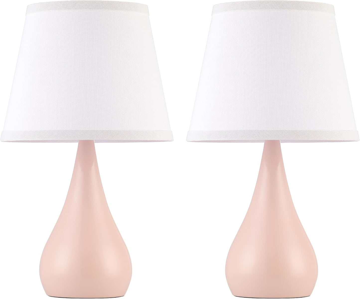 17.3'' Modern Dimmable Touch Lamps for Nightstand 2pcs, Table Lamps for Living Room, Reading Cute Lamp for Office, Bedside Lamps with Iron Base, Small Lamp for Bedroom, Pink Lamp, Bulb Included