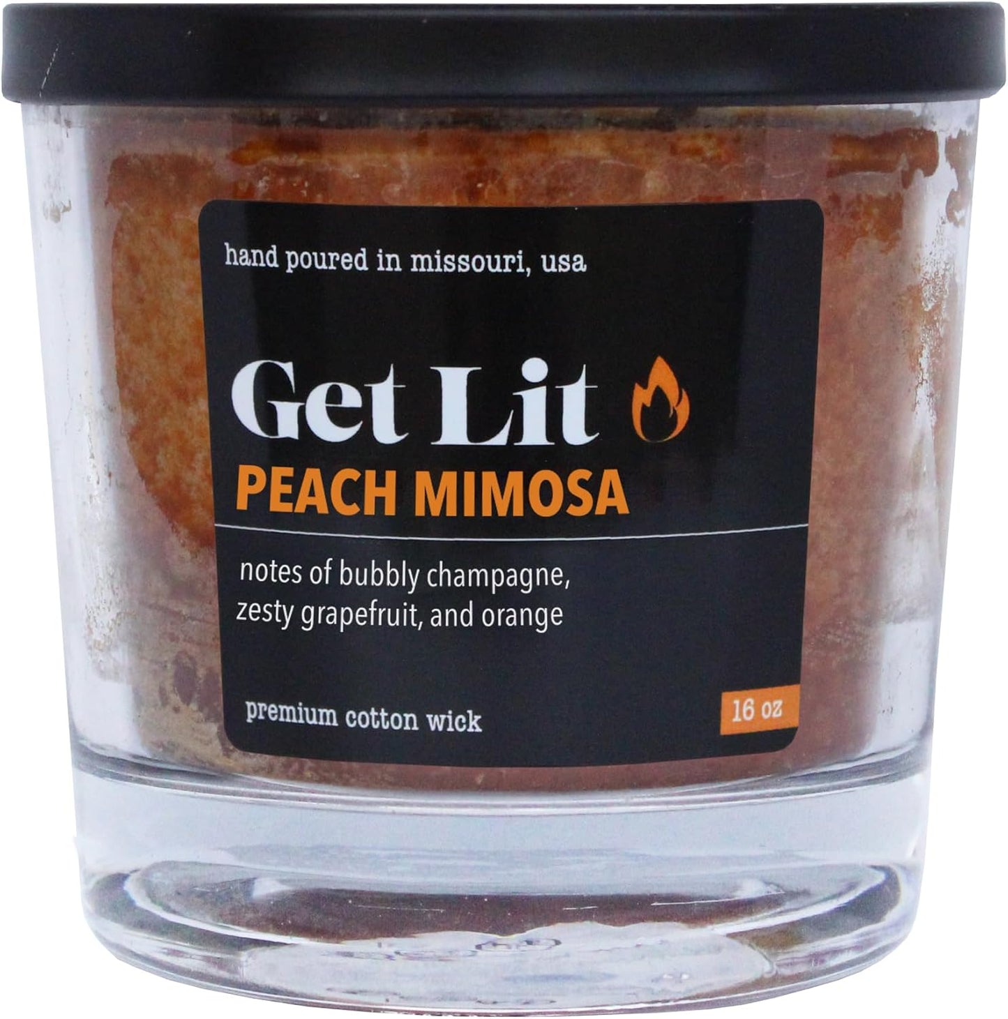 Get Lit | Peach Mimosa | 16 oz Double-Wick Scented Candle | Hand-Poured in Missouri, USA | Bright Fruity Champagne Fragrance