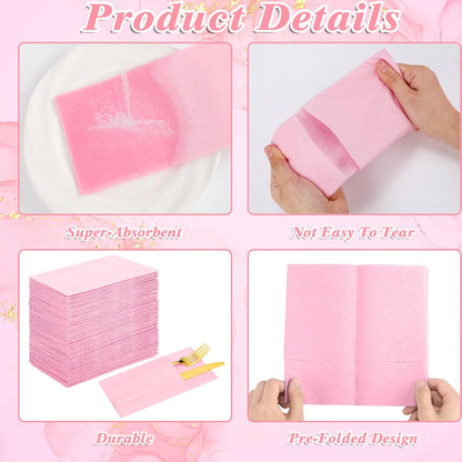 60 Pcs Pink Linen-Feel Paper Napkins with Built-in Flatware Pocket, Pocket Linen Napkin Prefolded Cloth Like Paper Napkins Bulk for Girls Birthday Baby Bridal Shower Tea Party Wedding