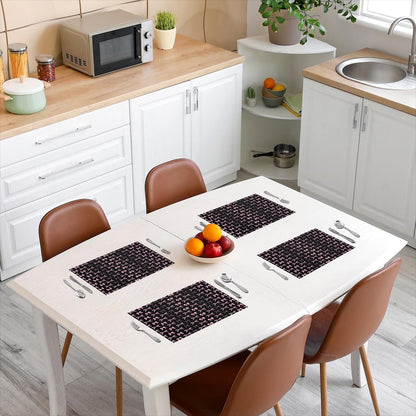 Feelyou Pink Bow Placemats Set of 4 Cute Bowknot Table Mats for Party Kitchen Dining Decoration Holiday Seasonal Grils Bow Knot Place Mat for Dinner Table Indoor Outdoor 18"x12" Non-Slip Easy to Clean