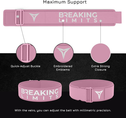 Breaking Limits Pink Lifting Belt - Weight Lifting Belt Women & Men - Squat Belt for Gym, Workout, Weightlifting, Powerlifting, Deadlifts - Cinturones para Hombre Gym - Woman Lifting Belts