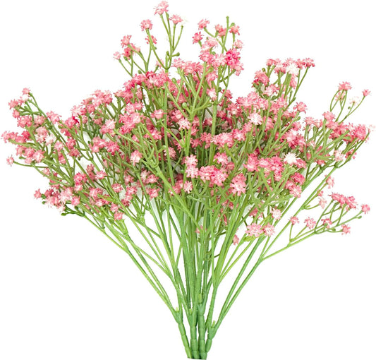 Pink Babys Breath Artificial Flowers, 6 Bunches UV Resistant Fake Flowers for Vase, 20.5 Inch Real Touch Gypsophila Bouquet Faux Babys Breath for Home Party, Table Centerpieces, Floral Arrangements