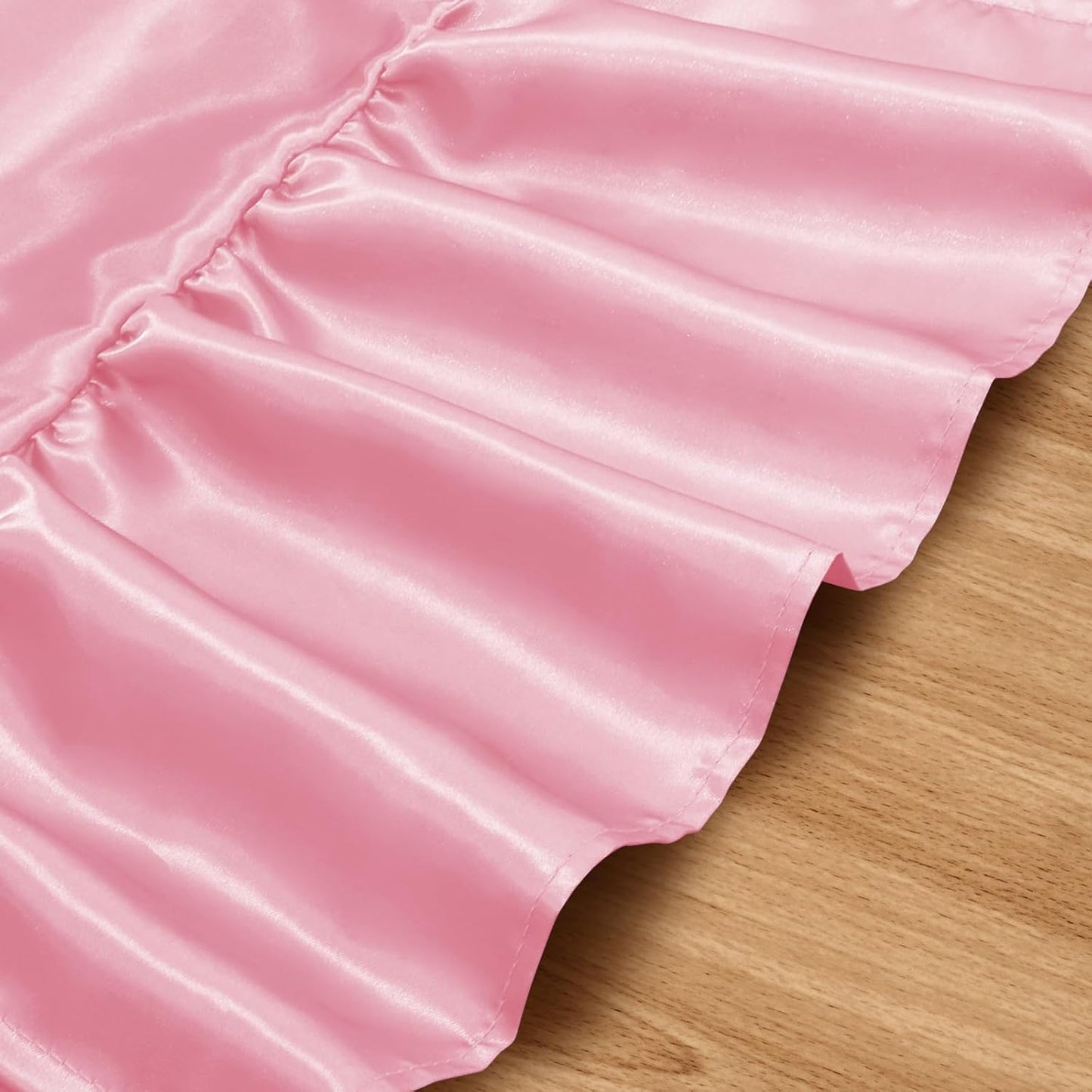 2 Pack Pink Satin Table Runner 12 x 72 Inch Ruffle Table Runner,Satin Runners for Tables-Luxurious Dining and Party Decor