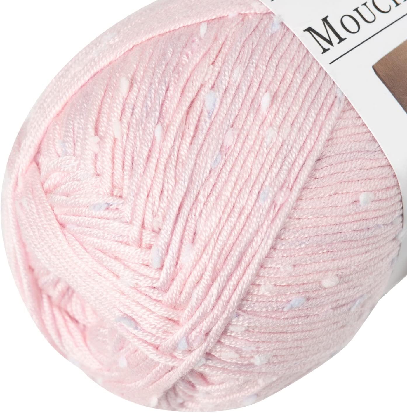 Loops & Threads Flecks Yarn - Yarn for Knitting, Crochet, Weaving, and Arts & Crafts - Pink, Acrylic Blend, 6.53 oz