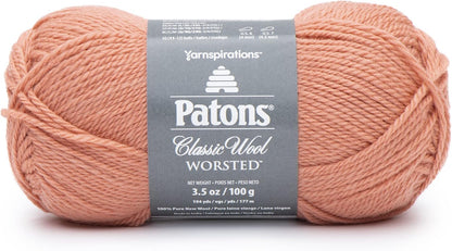 Patons Classic Wool Coral Peach Yarn - 5 Pack of 3.5oz/100g - Wool - 4 Medium - 210 Yards - Knitting/Crochet
