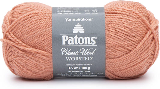 Patons Classic Wool Coral Peach Yarn - 5 Pack of 3.5oz/100g - Wool - 4 Medium - 210 Yards - Knitting/Crochet