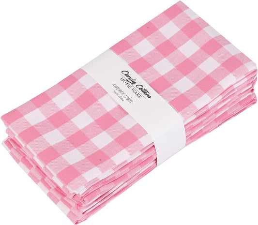 Towels Pink Classic Dish Towels Dishcloths Set Rags|Gingham Checks Pantry Drying Hand Towels Reusable Cotton 18x28 Inch Towel Spring Decorative Set of 6