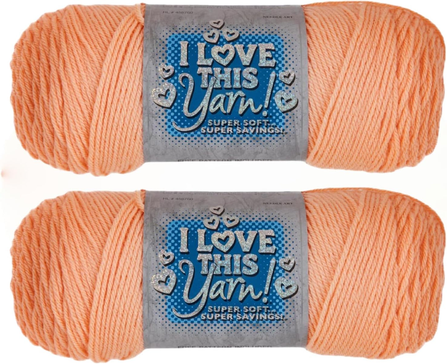 Hobby Lobby I Love This Yarn, 100% Acrylic, 230 Light Peach, Set of 2 | 4 Medium Weight, 355 Yards Per Skein, For Crocheting & Knitting