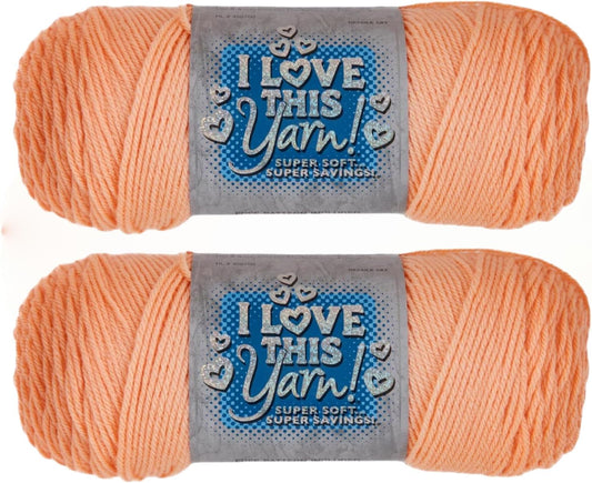 Hobby Lobby I Love This Yarn, 100% Acrylic, 230 Light Peach, Set of 2 | 4 Medium Weight, 355 Yards Per Skein, For Crocheting & Knitting