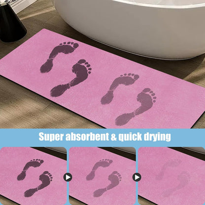 Extra Long Bath mat Diatomaceous Earth Bath mat Super Absorbent Quick Dry Non Slip Bathroom Mat Thin Runner Mat Rug Fit Under Door-Shower Rug for in Front of Bathtub Shower, Pink, 23.6"x66.9"