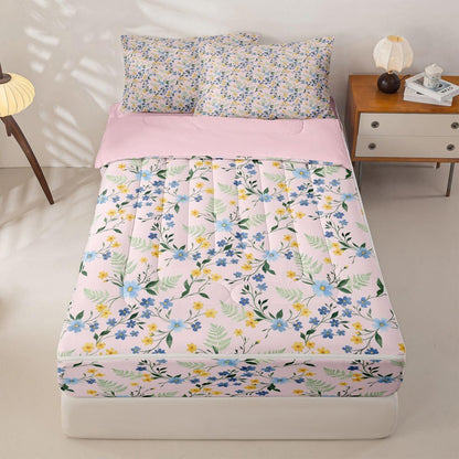 Erosebridal Country Wildflower Zippable Comforter Peach Pink Floral Twin Bedding Bohemia Bed Set with Sheets Botanical Bed in a Bag Bedroom Decor