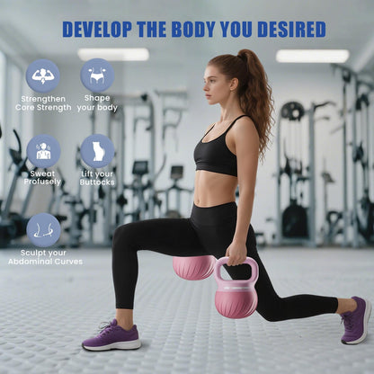 YYJO Soft Kettlebell - Shook Resistance Base Anti-Slip, Wide-Grip Handle 5/10/15 LBS Weights Strength and Safety for Women and Men Workout- Color Coded