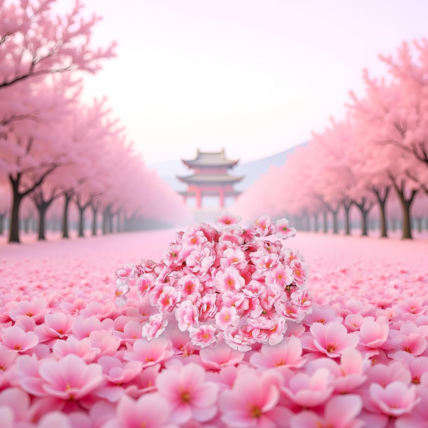 100 Pcs Pink Artificial Cherry Blossoms Heads Silk Peach Flowers Faux Flower Heads Fake Small Flowers Floral Decors Party Decoration Artificial for DIY Home Wedding Crafts Decoration