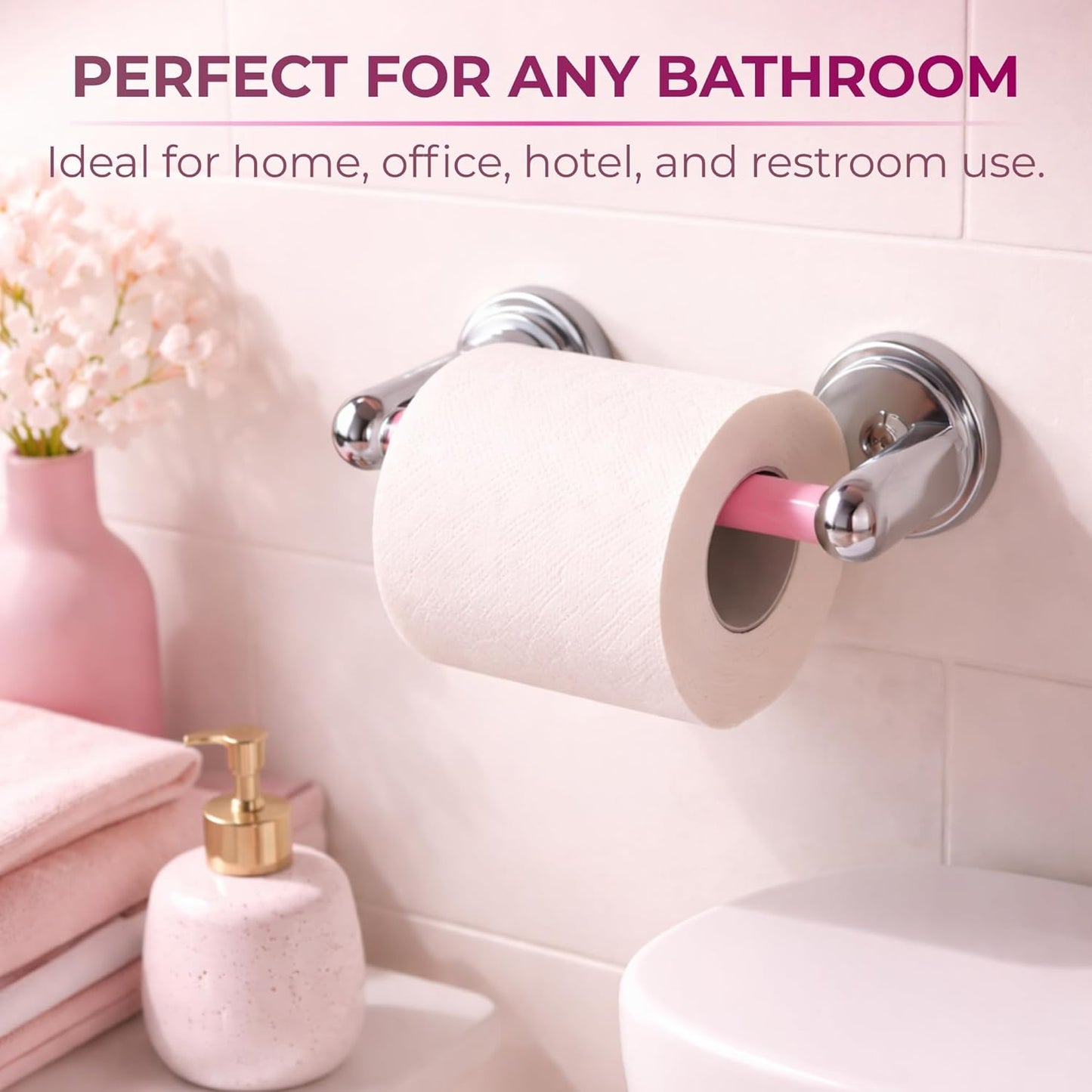 Toilet Paper Roller Holder (7 Inch) Pink - Plastic (Spring Loaded) Replacement Spindle Rod - Roll Extender fits Extra Large Bathroom Tissue Rolls