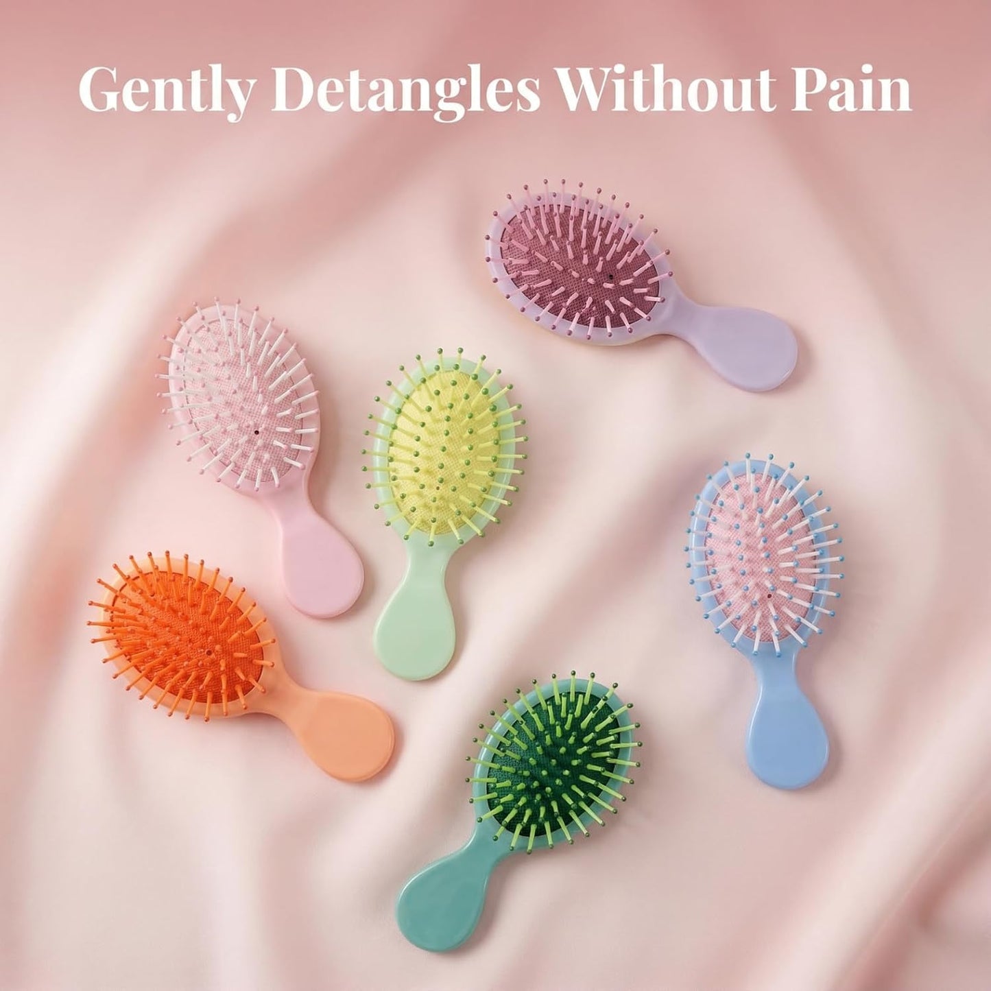 6 Pack Mini Hair Brush Bulk, Wet Hair Brush for Travel, Mini Brush for Most Hair Types, Travel Brushes, Bridesmaid Gifts, Pink