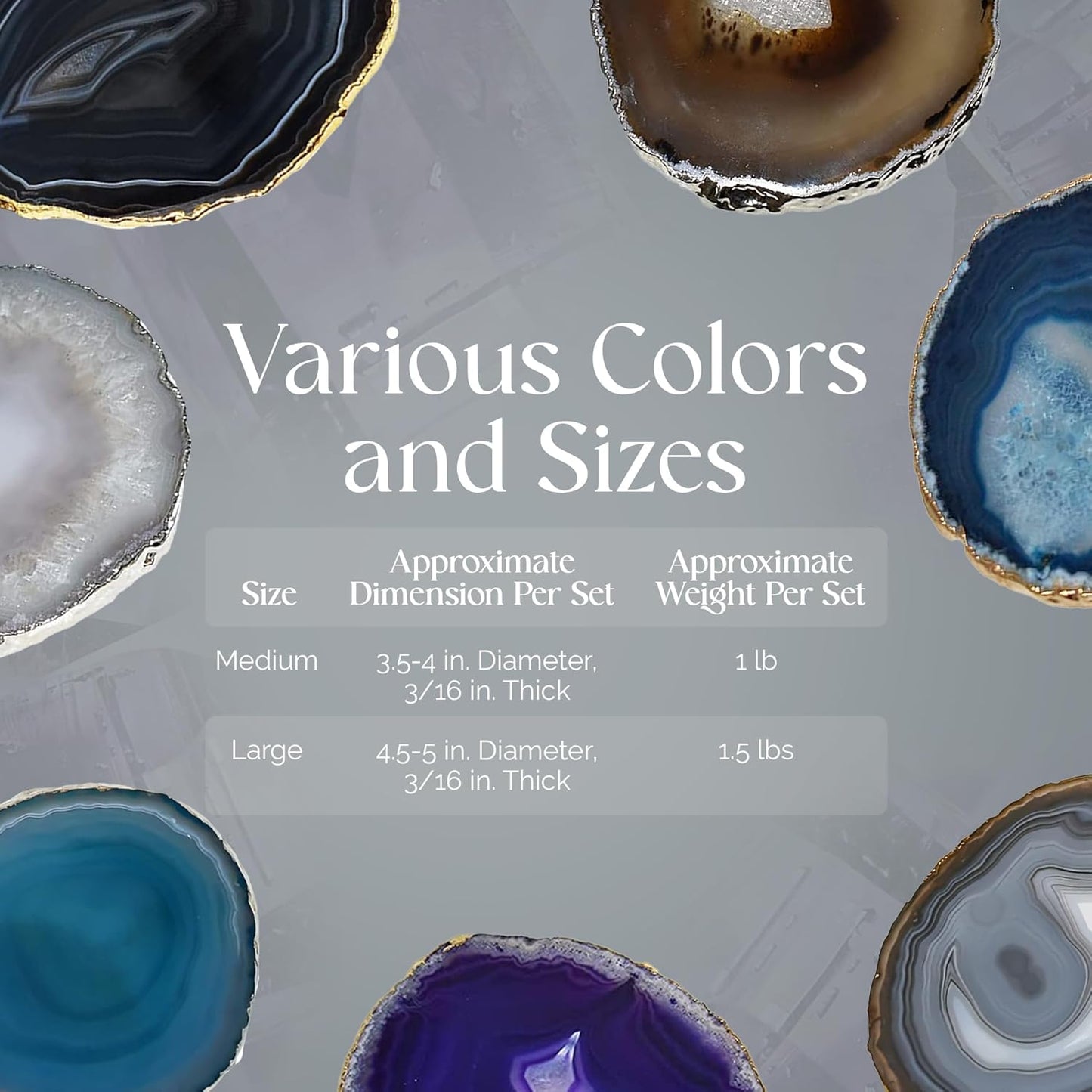 Nature's Decorations Pink Agate Stone Coasters - Set of 4, Polished Geode Drink Mats for Dining & Coffee Table & Kitchen Geode Decor Non-Toxic 3.5-4" Diameter