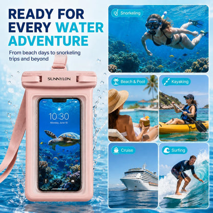 3D Waterproof Phone Pouch, IPX8 100FT Underwater Phone Case,Soft TPU Cell Phone Dry Bag with Lanyard,7 Inch Fits iPhone 17-11 Pro Max, Samsung Galaxy S26/S25/S24 Ultra, Beach Pool (1-Pack Pink)