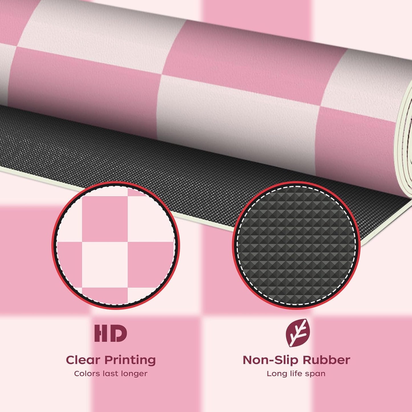 BLESWIN Large Desk Mat with PU Leather 35.4" x 15.7", Non-Slip Office Desk Pad, Waterproof Desk Writing Pad for Office and Home (Pink Plaid, 35.4 x 15.7 in)