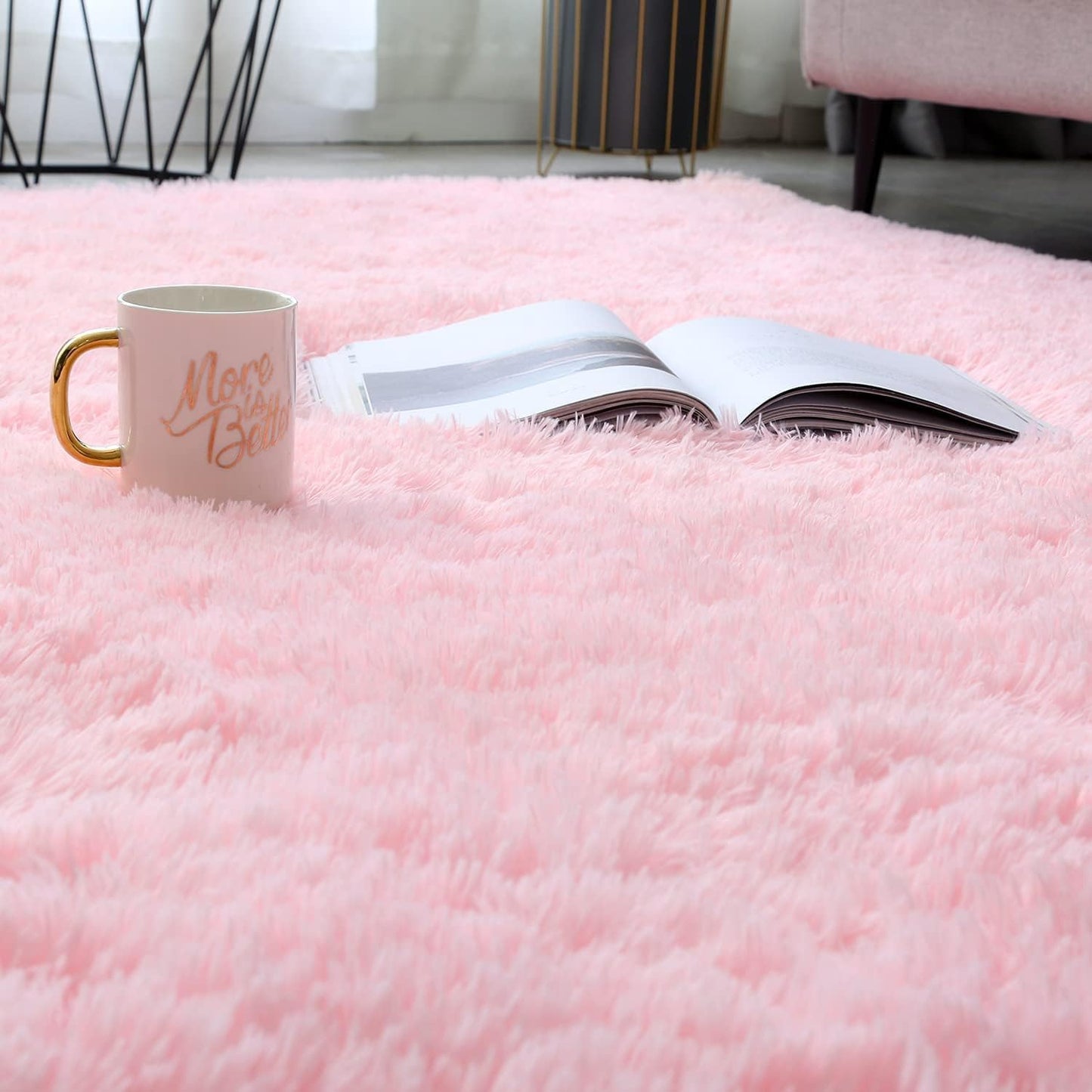 Shag Area Rugs for Bedroom Living Room,4X6 Ultra Soft Fluffy Area Rugs for Dorm, Indoor Carpet Nursery Rugs for Kids Girls Room Home Decor,Pink
